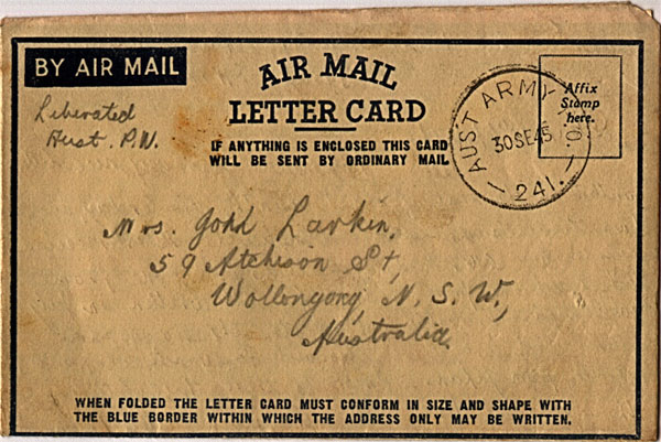 Letter dated September 28th 1945