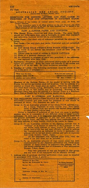 Red Cross Society Correspondence dated 5th July 1944 Reverse