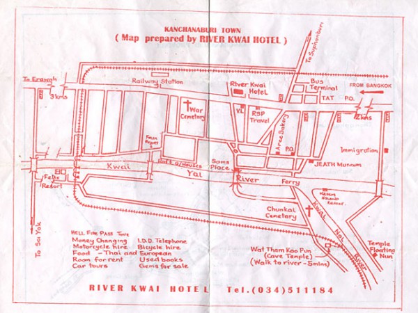 Map of Kanchanaburi, Thailand