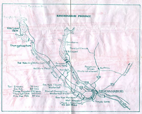 Map of Kanchanaburi Province, Thailand